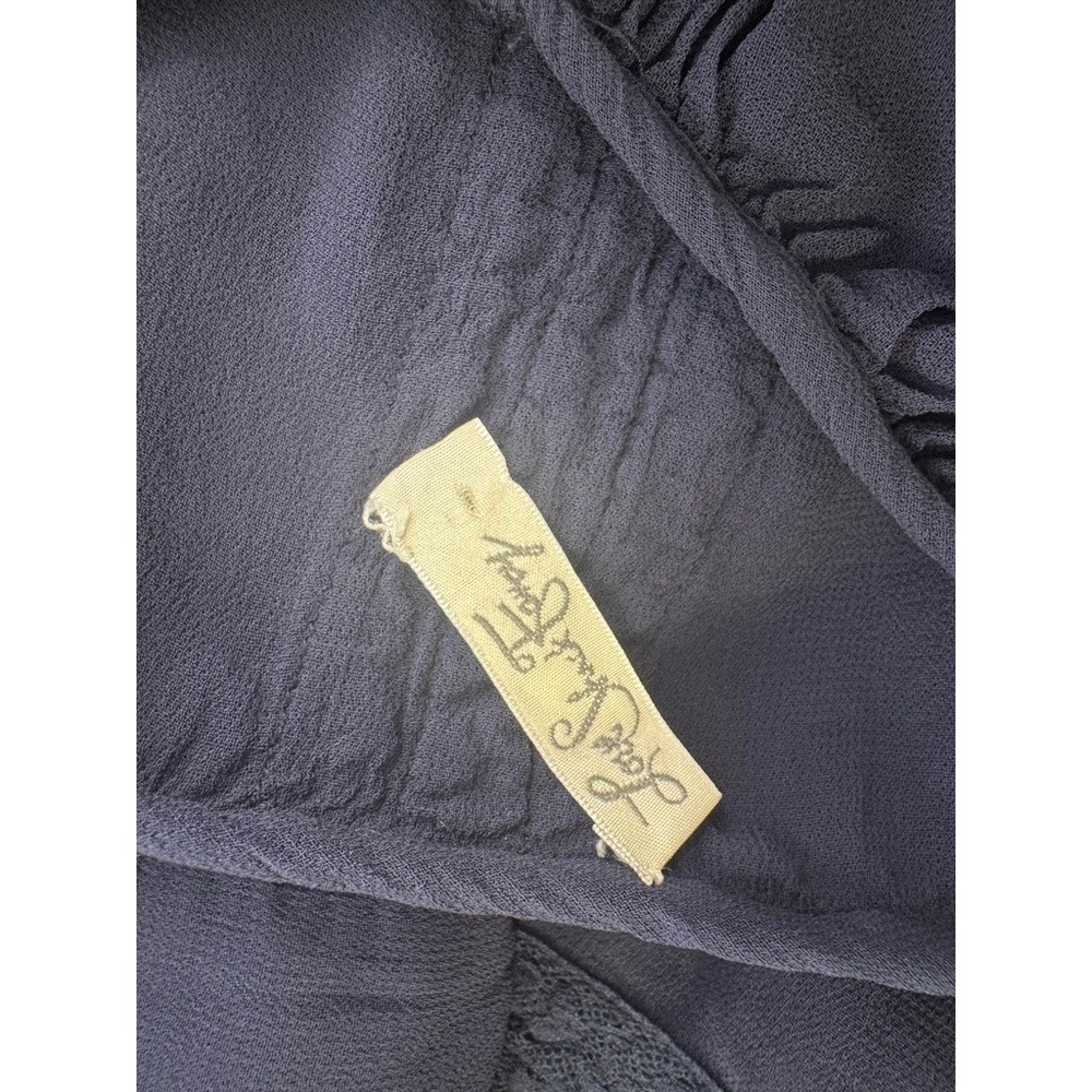 LoveShackFancy Dress Womens M Navy Blue Pre-Owned Ruffle Lace Hem Mini Dress - Picture 11 of 12